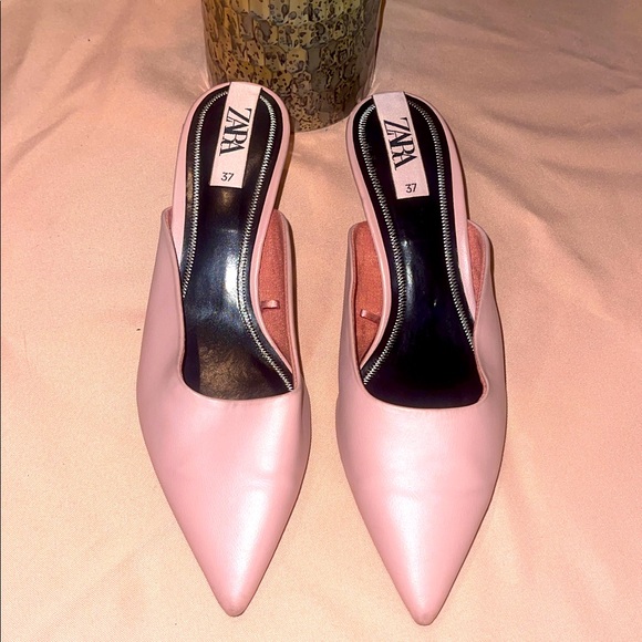 Zara Blush Pink Pointed Mules - Picture 1 of 7